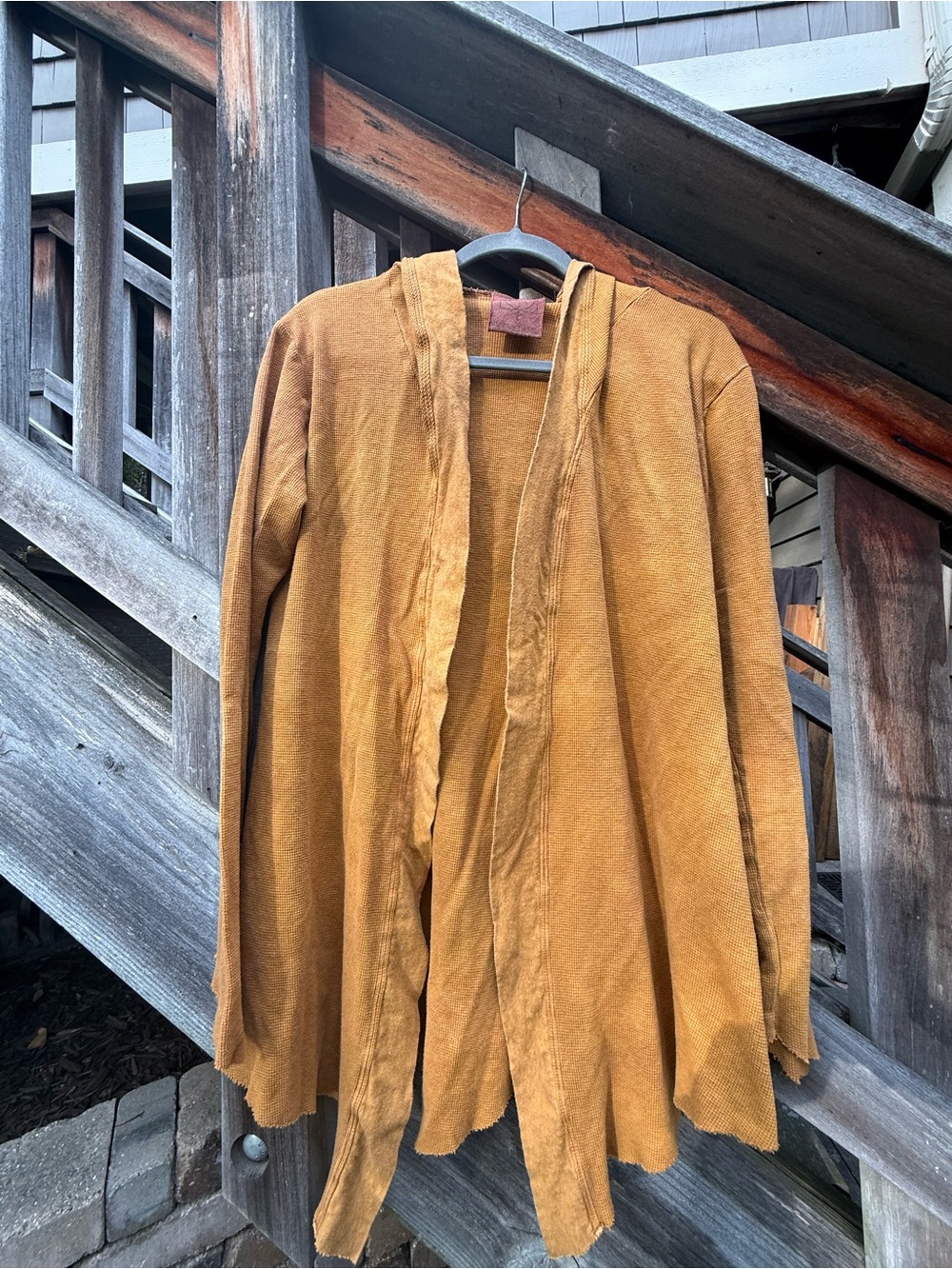 Women's Hooded Organic Hemp/Cotton Tunic Cardigan in Mustard